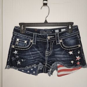 Miss Me Women's Denim Shorts - Blue with Star Accents
